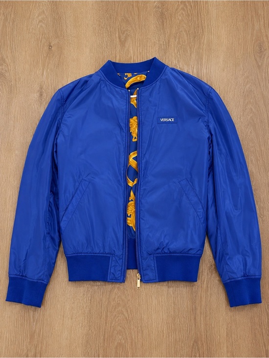 Versace Other - Versace Reversible Baroque Bomber Jacket – Blue/Gold
